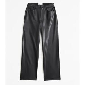 Abercrombie & Fitch the '90s Relaxed High Rise Vegan Leather Pants Black 31/12L‎